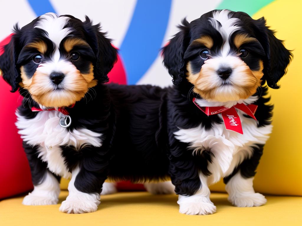 Image depicting a Havanese puppy with a price tag to represent the topic of initial purchase costs of a Havanese puppy, which can vary depending on the source of purchase.